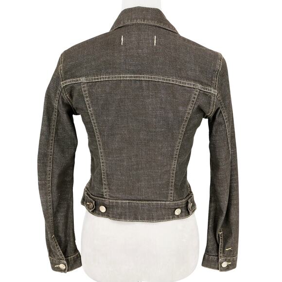 Gas Blue Jeans Jacket Womens Small Black Denim Button Up Pockets Stretch Cotton - Picture 2 of 16